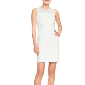 Banana Republic Factory White Eyelet Shift Dress Size 4